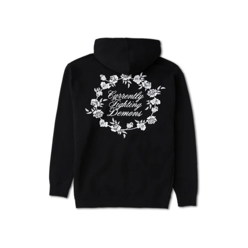 Floral Note Zip Up Black Hoodie Floral Note Zip Up Black Hoodie