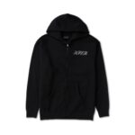 Floral Note Zip Up Black Hoodie