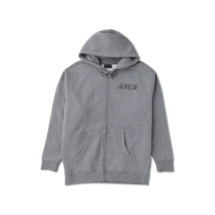 Floral Note Zip Up Grey Heather Hoodie